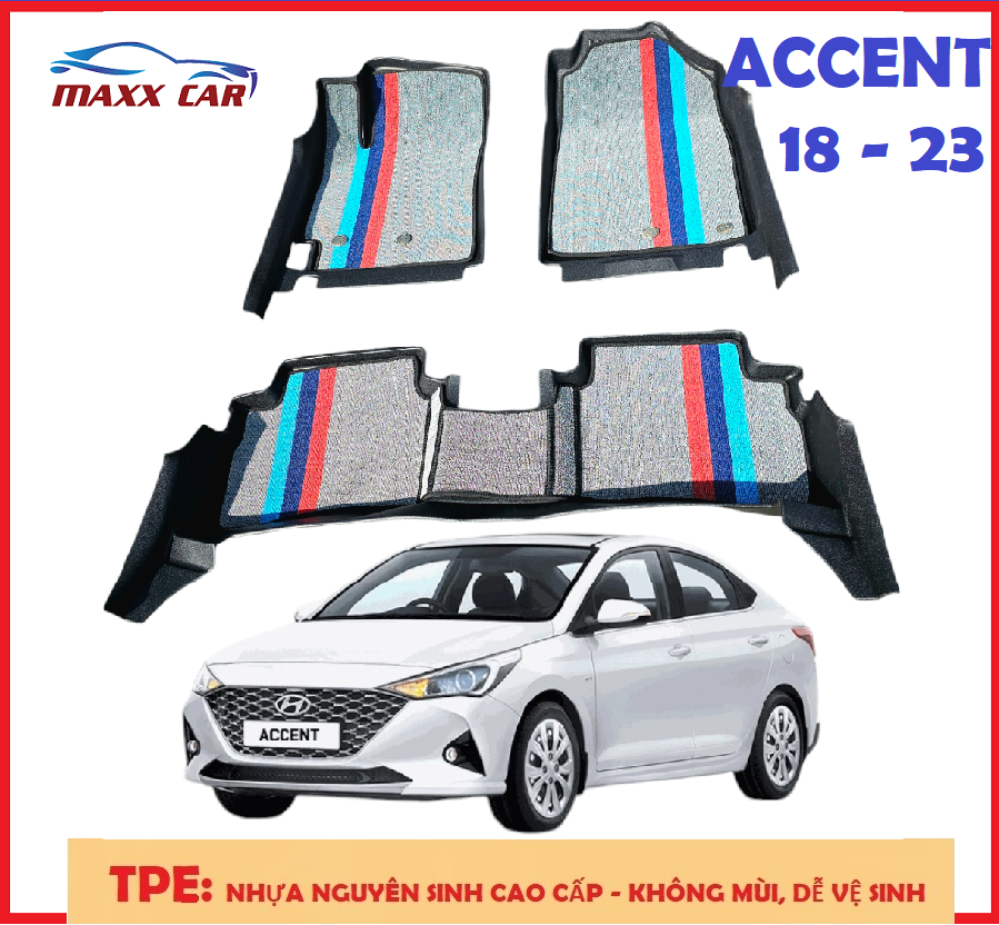 ACCENT + Rối SPORT: Thảm lót sàn MAXXCAR cho xe HYUNDAI ACCENT 2018 – 2023 nhựa TPE đúc 5D tràn viền