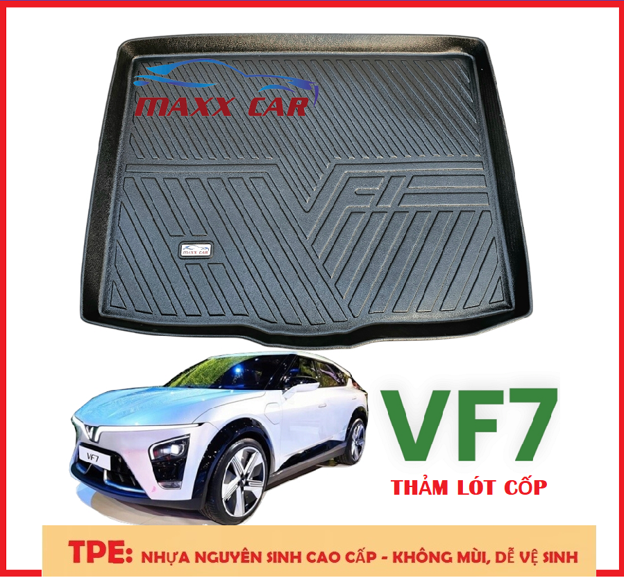 VF7 -Thảm lót cốp MAXXCAR CHO  xe ô tô VINFAST VF7 đúc 5D nhựa TPE nguyên sinh cao cấp.