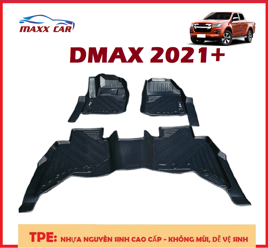 ISUZU DMAX 2021+:  Thảm lót sàn ô tô MAXXCAR nhựa TPE 5D đúc nguyên khối cao cấp.