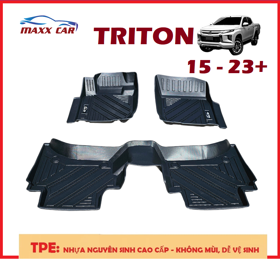 Mishubishi TRITON 15- 23+: Thảm lót sàn ô tô MAXXCAR nhựa TPE - 5D đúc nguyên khối cao cấp.