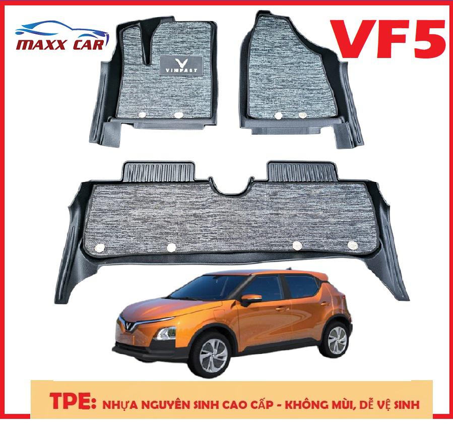 Vinfast VF5 + Rối LOGO: Thảm lót sàn MAXXCAR nhựa TPE đúc nguyên khối 5D tràn viền cao cấp