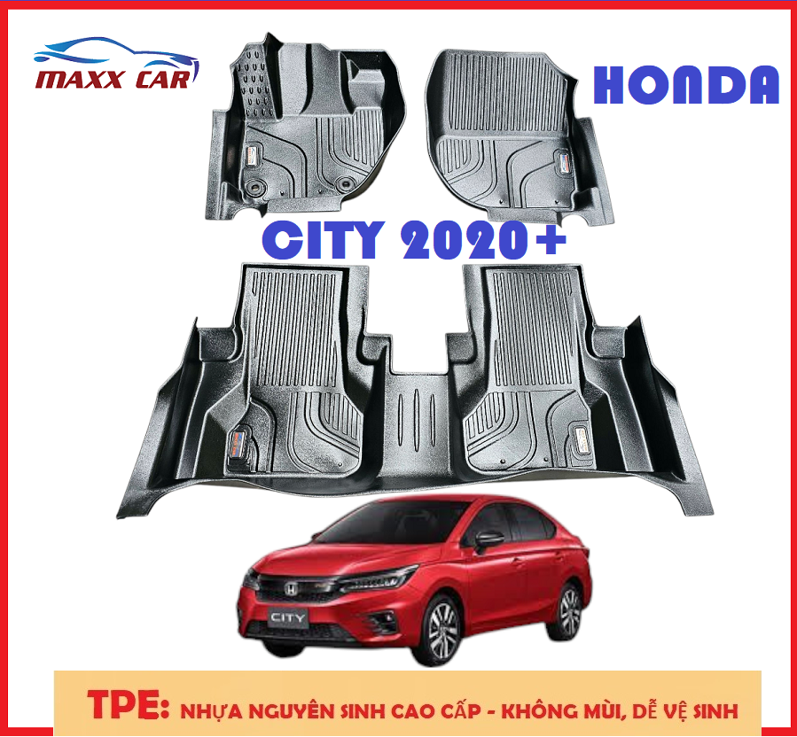 CITY - Thảm lót sàn MAXXCAR cho xe HONDA CITY 2020+ nhựa TPE NGUYÊN SINH  5D tràn viền cao cấp.