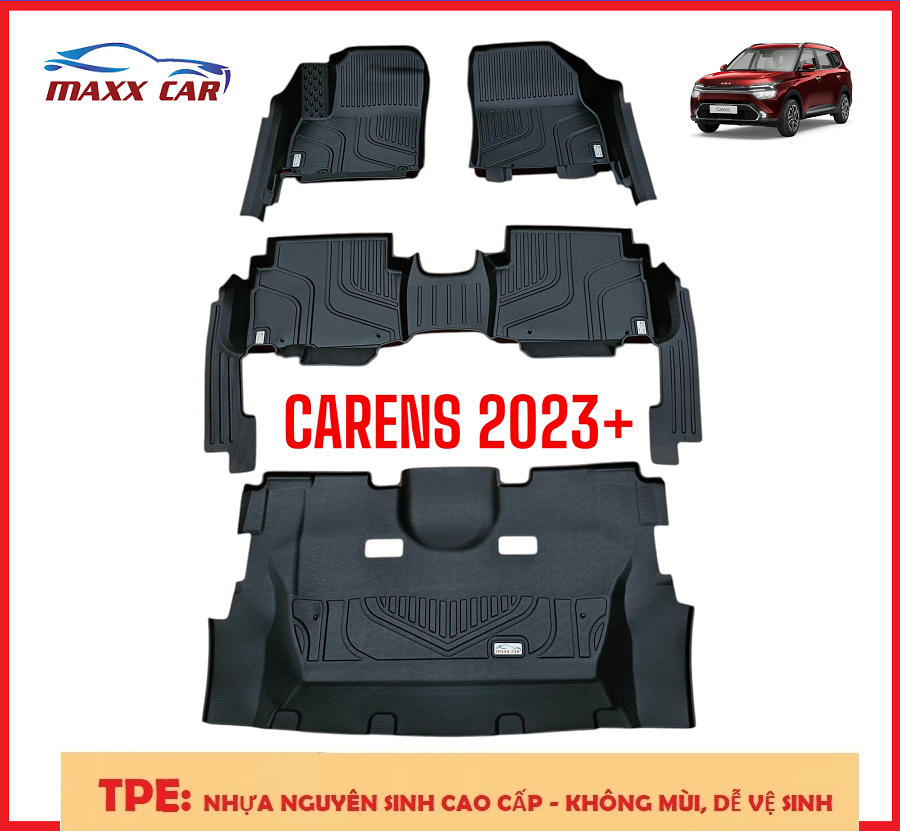 CARENS - Thảm lót sàn MAXXCAR cho xe KIA CARENS 2023+ nhựa TPE nguyên sinh đúc 5D tràn viền cao cấp.