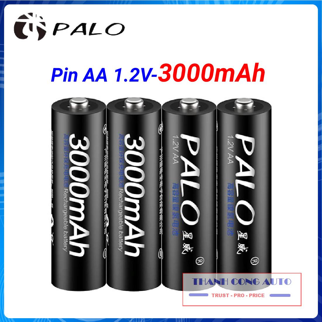 Pin sạc AA Palo 3000mAh màu đen, pin Ni-mh dung lượng cao