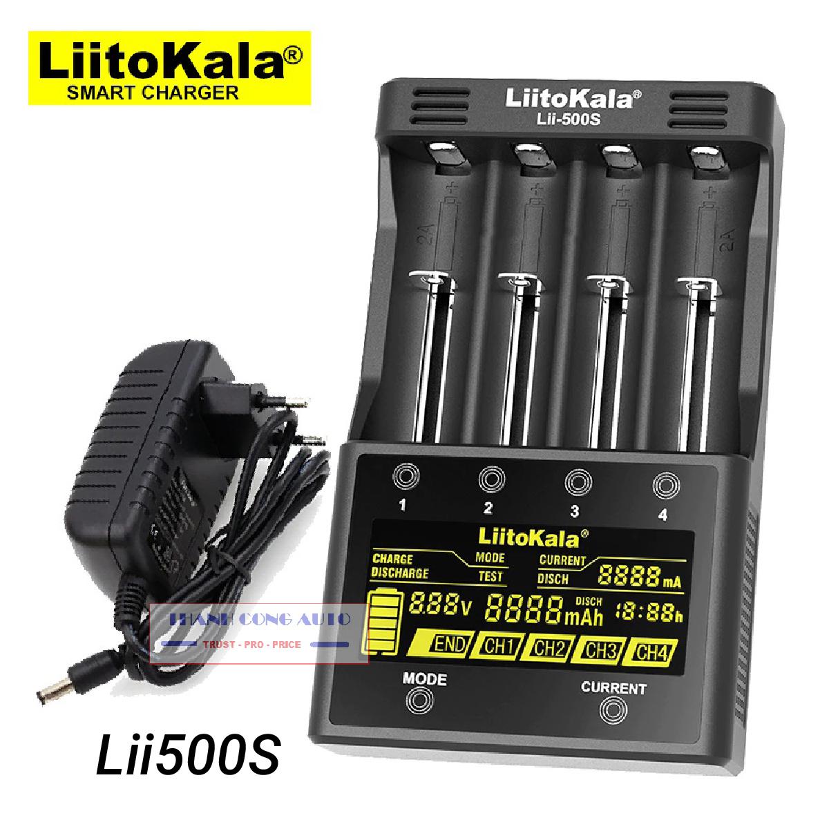 Bộ Sạc Pin siêu nhanh Liitokala Lii-500s  cao cấp kiểm tra được dung lượng
